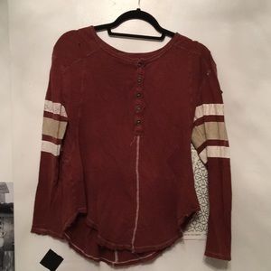 Free People burgandy long sleeve tee